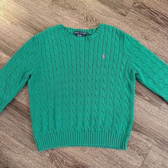Ralph Lauren Green Cotton Cable Sweater - Picture 3 of 8